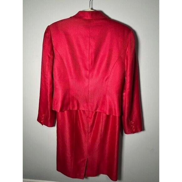 Talbots Two Piece Sheath Dress Suit Blazer Jacket Silk Wool Blend Coral Size 2P - Picture 2 of 13